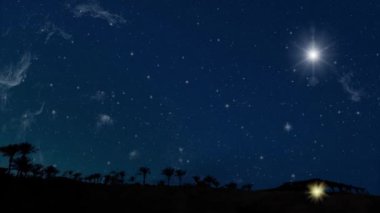 Yıldız, İsa Mesih 'in yemliğinin üzerinde parlıyor..