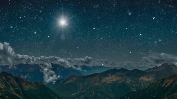 星はイエス キリストのクリスマスのマネージャーの上に輝きます — ストック動画