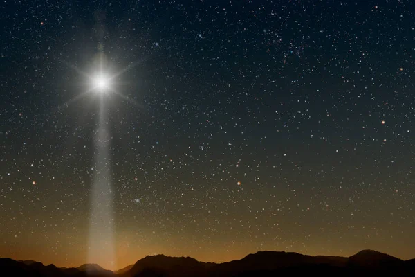 Gwiazda Świeci Nad Żłobkiem Bożego Narodzenia Jezusa Chrystusa — Zdjęcie stockowe