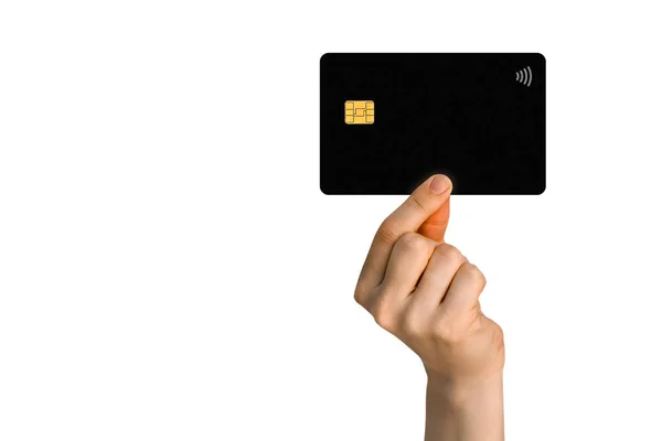 Рука Тримає Кредитну Картку Білому Тлі — стокове фото