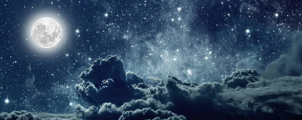 Fundaluri Cer Noapte Stele Nori — Fotografie, imagine de stoc