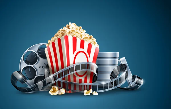 Filmrolle und Popcorn — Stockvektor