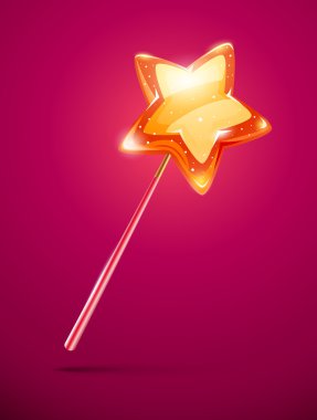Fairytale magic wand with shining star clipart