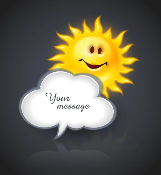Sonriente sol y nubes por mensaje de texto — Archivo Imágenes Vectoriales