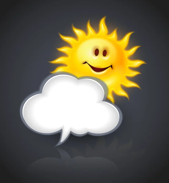 Sonriente sol y nubes por mensaje de texto — Vector de stock