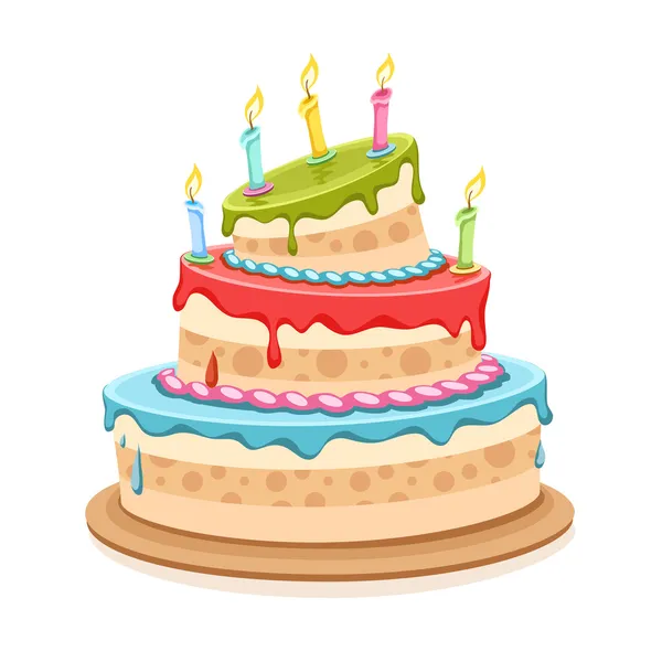 Dulce pastel de cumpleaños con velas — Vector de stock