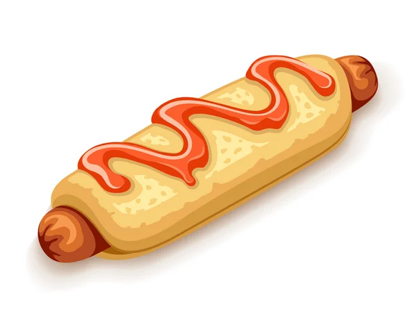 Hot dog isolerad på vit bakgrund — Stock vektor