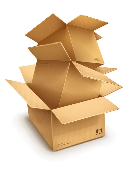Boîtes de carton vides ouverts — Image vectorielle