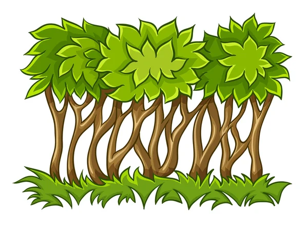 Bush with green leaves on grass — Stock Vector