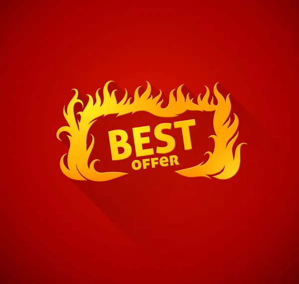 Sign best offer with burning fire silhouette — Stock Vector