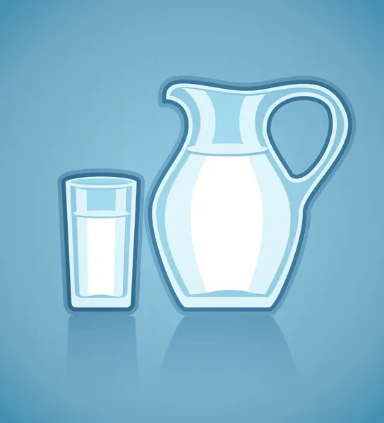 Caraffa e bicchiere pieno con latte — Vettoriale Stock