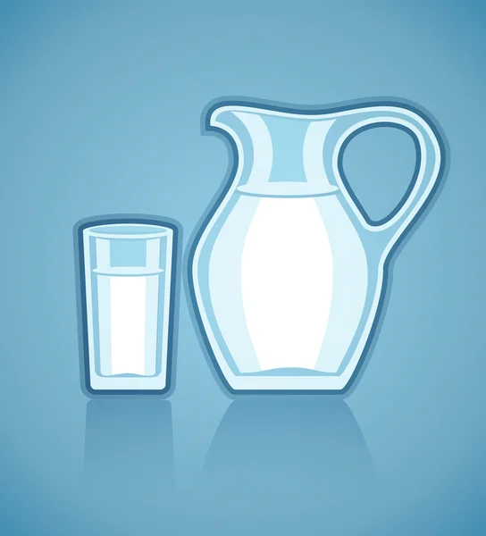 Jug and full glass with milk — Stock Vector