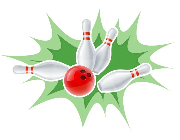 Kuželky a koule bowlingové hry — Stockový vektor