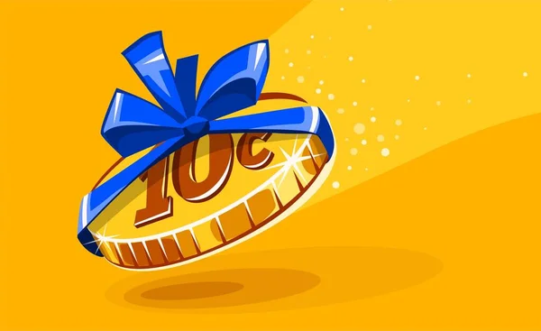 10 cents coin in gift wrapping. Unfair Business concept. Vector. — Stock Photo, Image