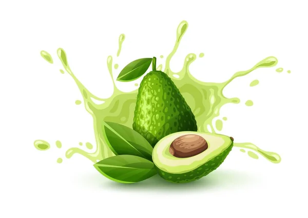 Succosa spruzzata di avocado alla frutta verde. Vettore vegetale maturo. — Foto Stock