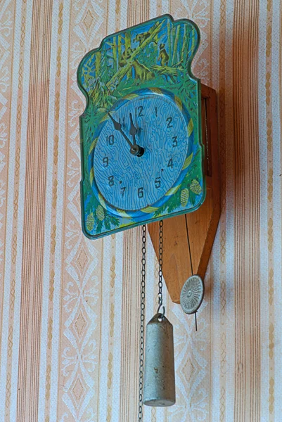 Clock With Hanging Weights and pendulum — Stock Photo, Image
