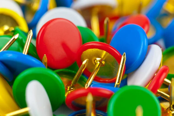 Macro view of color pushpins — Stock Photo, Image