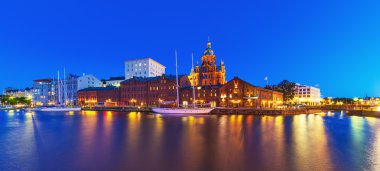 gece panorama Helsinki, Finlandiya