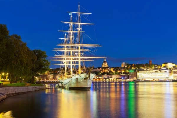 Noční scenérie ze stockholm, Švédsko — Stock fotografie