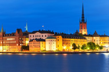 Stockholm, İsveç eski şehrin gece sahne