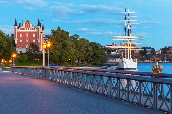 Paisagem noturna de Stockhom, Suécia — Fotografia de Stock