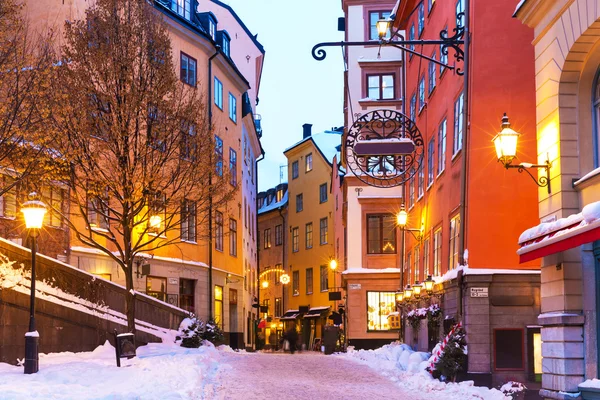 Zima na starym mieście w Sztokholmie, Szwecja — Zdjęcie stockowe