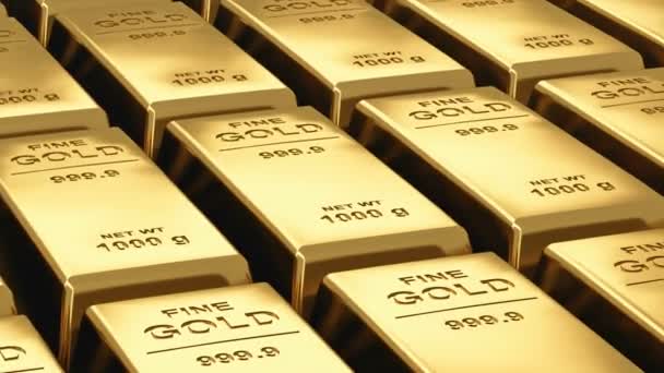 Spostamento pile di lingotti d'oro — Video Stock