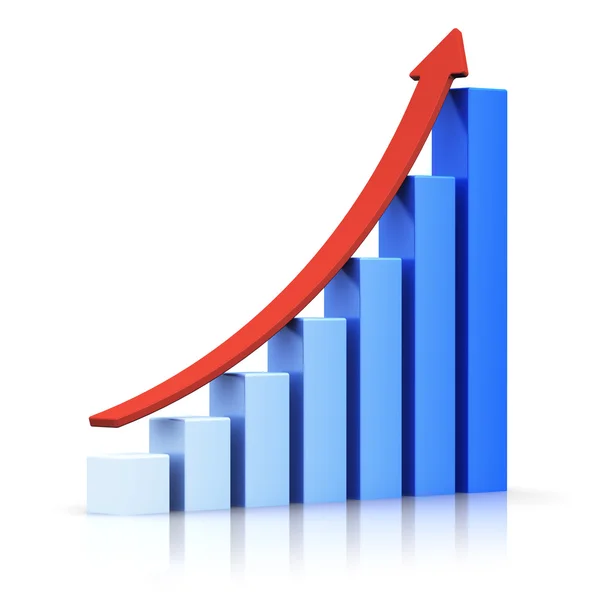 Growing bar chart with arrow — Stock Photo, Image