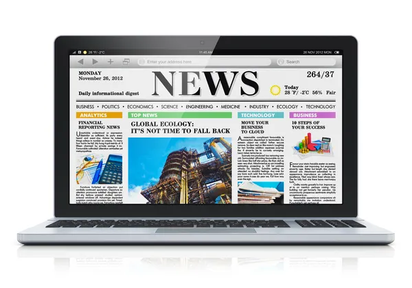 Laptop with business news site on screen — Stock Photo, Image