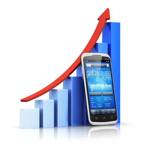 Mobilní bankovnictví a finančnictví koncepce — Stock fotografie