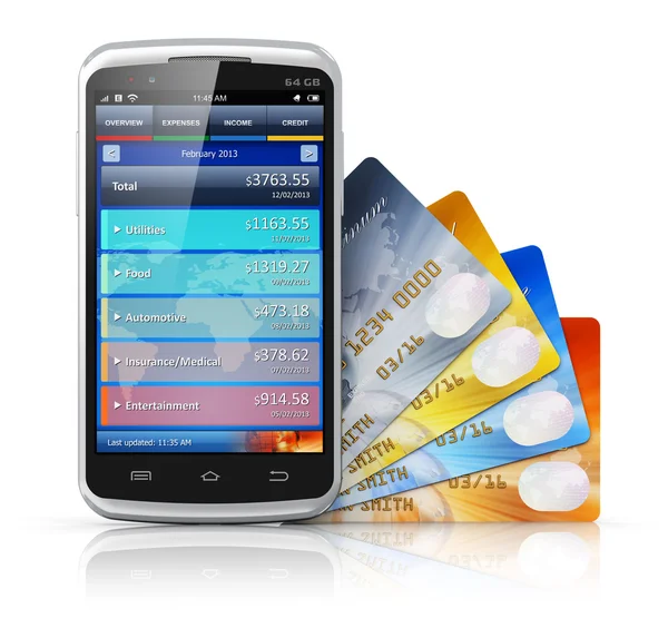 Mobile banking e concetto di finanza — Foto Stock