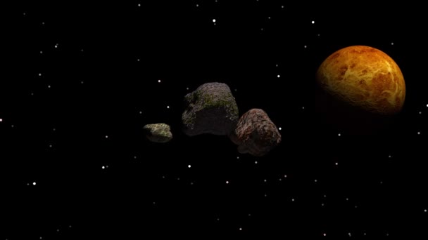 Meteoritos volando hacia la Tierra — Vídeo de stock