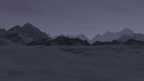 Lever de soleil dans les montagnes enneigées 