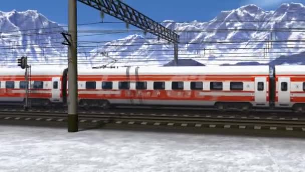 nádherné scenérie Vysokorychlostní vlak kolem železniční stanice v zasněžených horách