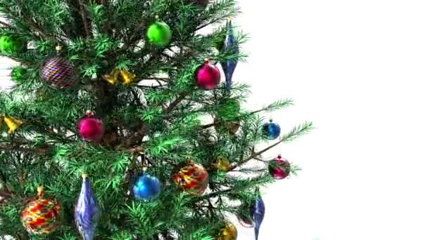 Yeşil dekore edilmiş dönen Noel ağacının Alfa maskesi anahtarı ile 3d video yüksek tanımlı — Stok video