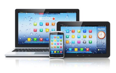 Laptop, tablet PC and smartphone clipart