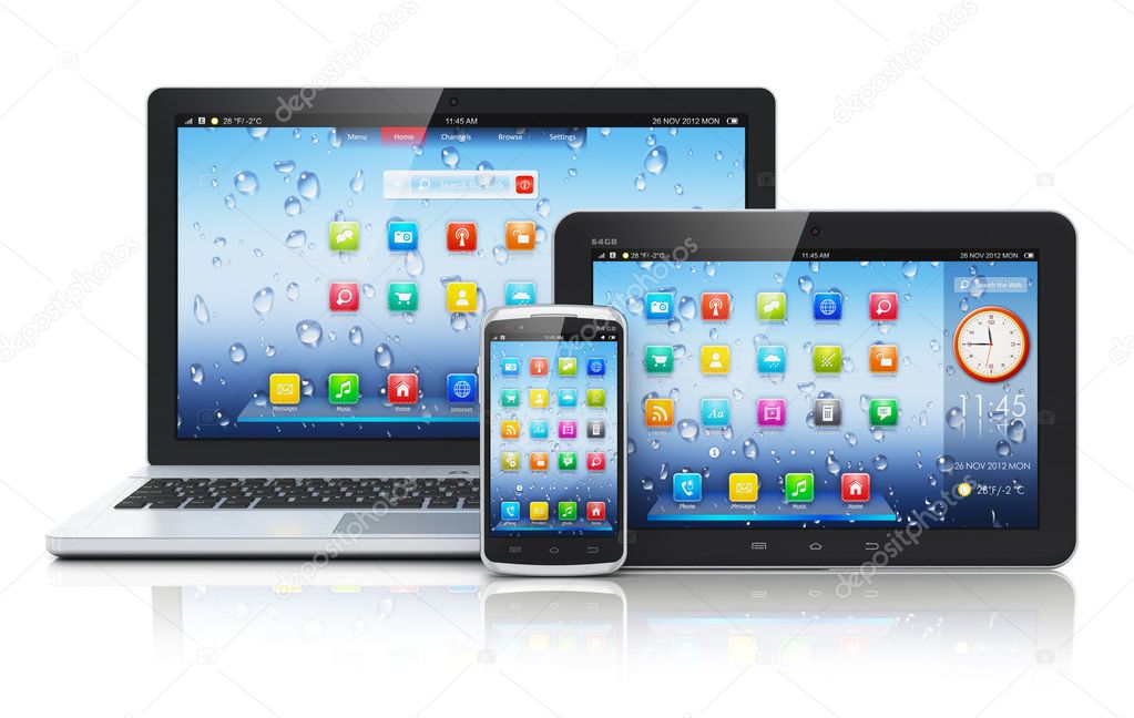 Laptop, tablet PC and smartphone Stock Photo by ©scanrail 21110671