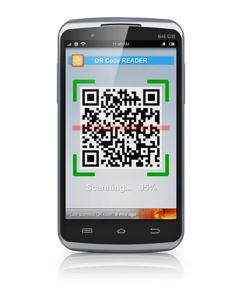 QR code tarama smartphone — Stok fotoğraf