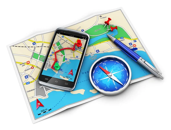 Navigation GPS, concept de voyage et tourisme — Photo