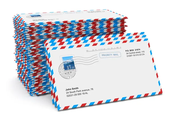 Montón de cartas de correo de papel — Foto de Stock