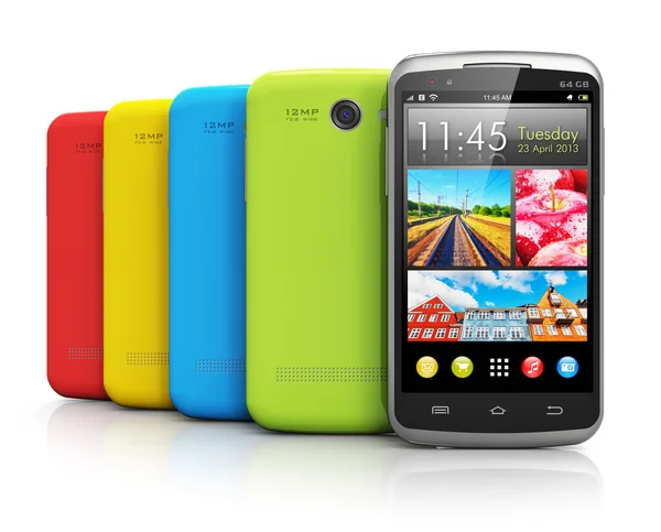 Smartphones modernos a color — Foto de Stock