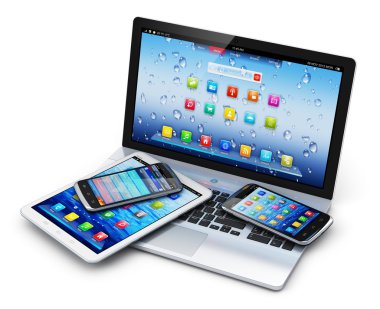 Mobile devices, wireless communication technology clipart