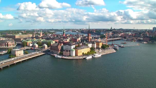 Powiększenie antenowe panorama stockholm, Szwecja — Wideo stockowe