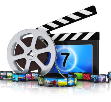 Clapper kurulu, film reel ve film şeridi