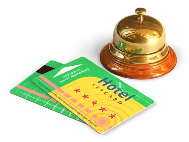 Reception bell and hotel cardkeys clipart