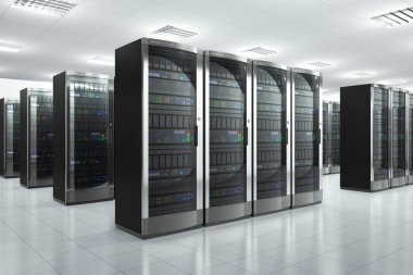 Network servers in datacenter clipart