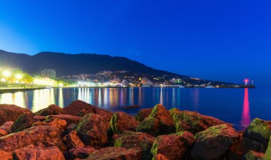 gece panorama yalta, Kırım, Ukrayna