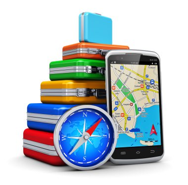 seyahat, turizm ve gps navigasyon kavramı