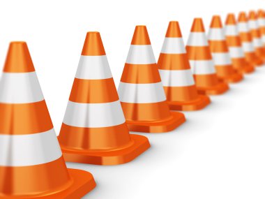Turuncu trafik konileri satır