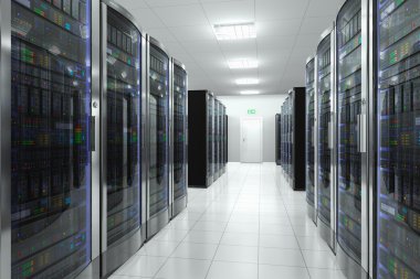 Server room in datacenter clipart